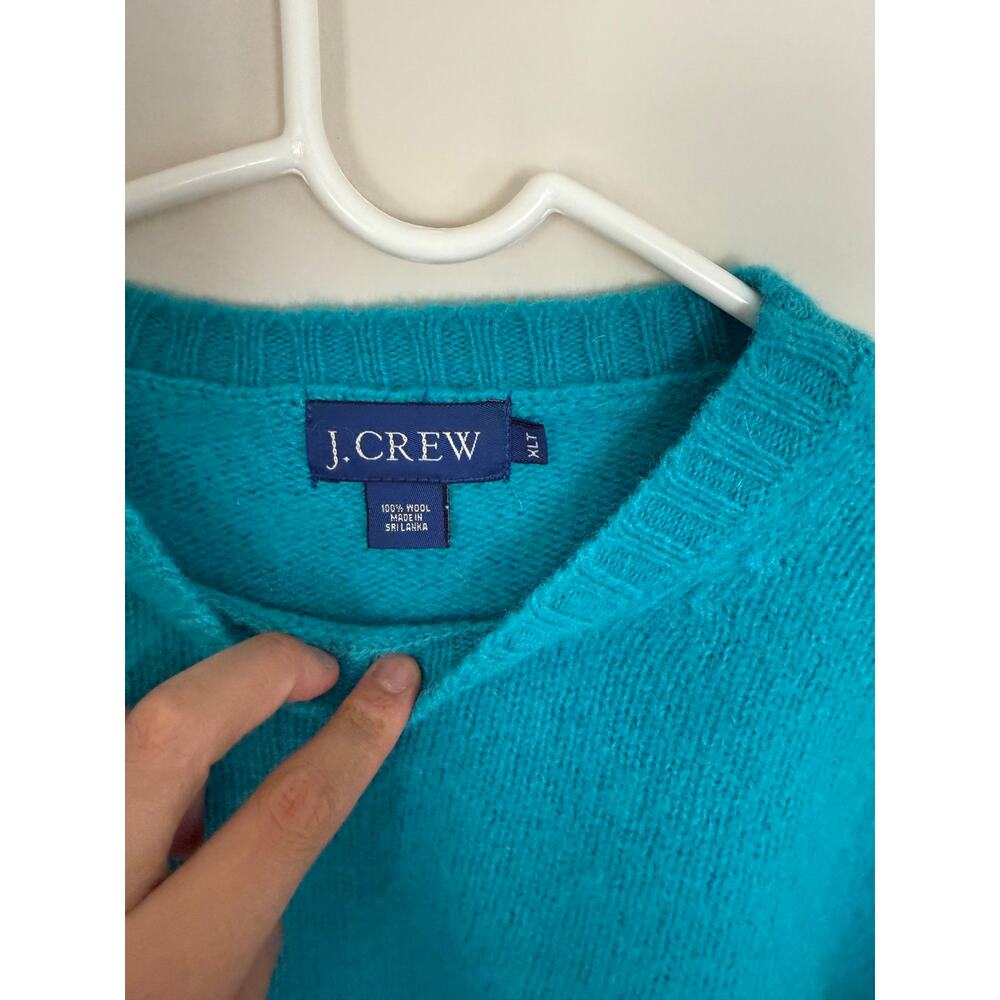 J. Crew | Men’s XLT 100% Wool Turquoise Crewneck Sweater Casual Lounge Preppy - Picture 3 of 11